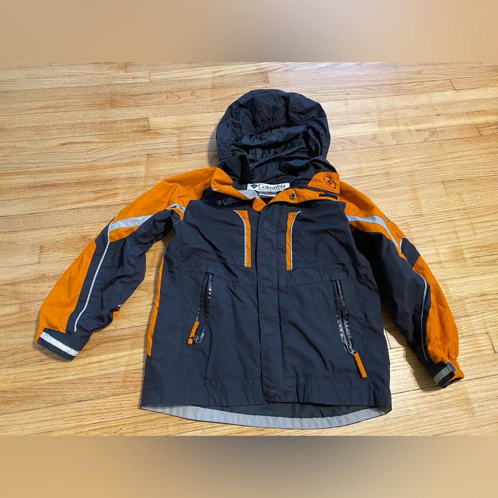 columbia kid puffer coat orange double zipper youth size 8